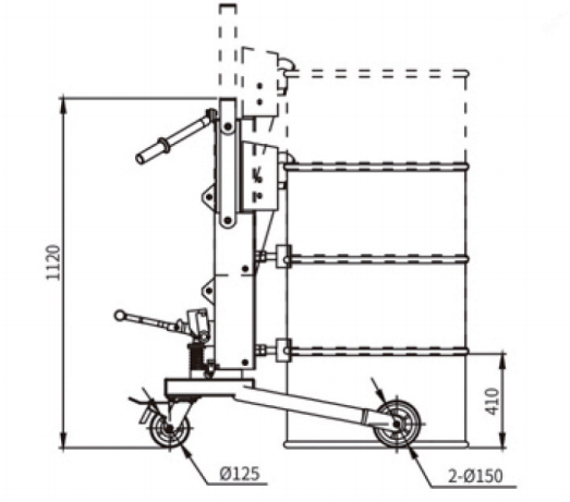 DT350 Pedal Hydraulic Drum Carrier Detail B